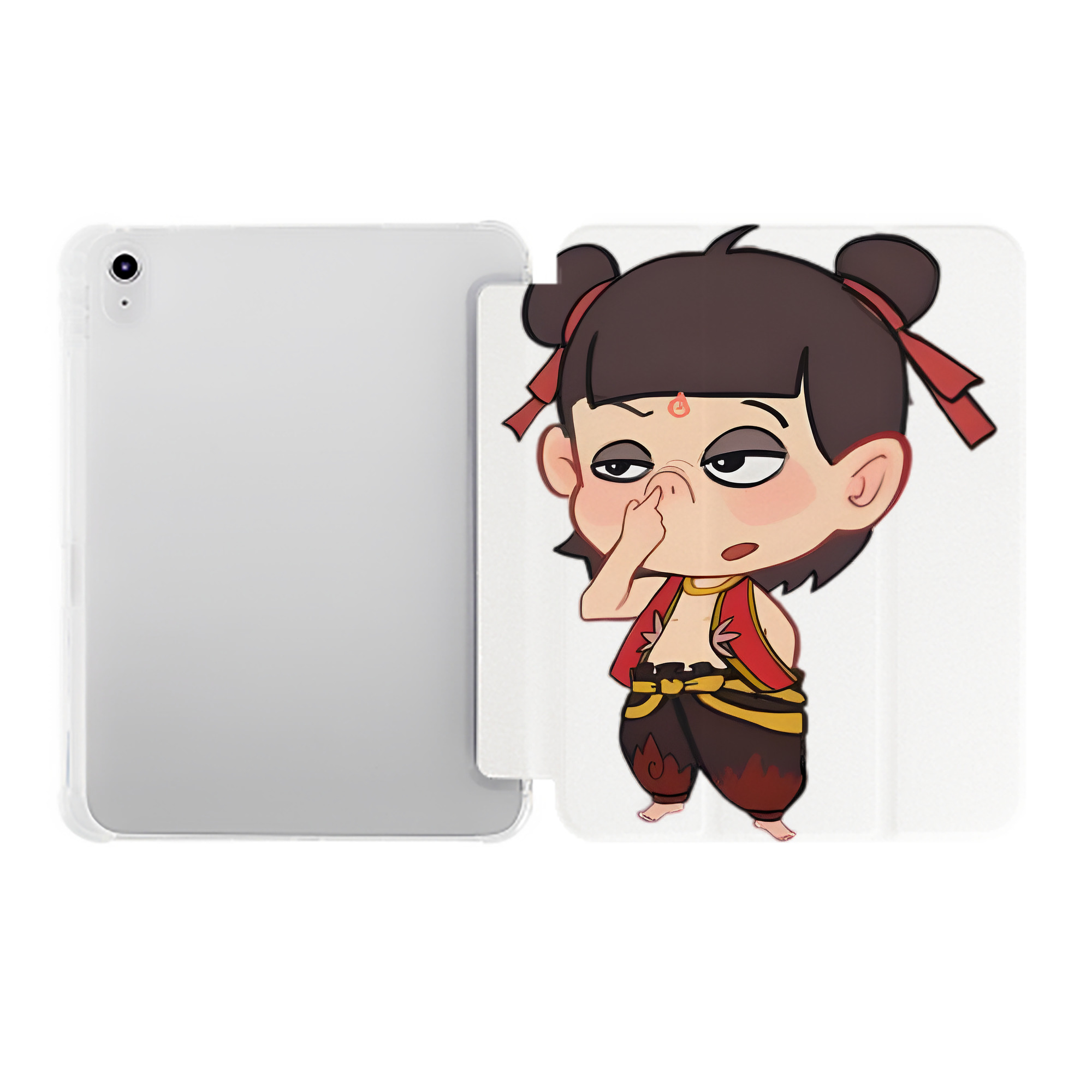（画像用） Ne Zha 2 ナタ 魔童の大暴れ IPad ケース ペン収納付き 三つ折りスタンド PUレザー×シリコン 対応機種9.5/10.5/10.9インチ